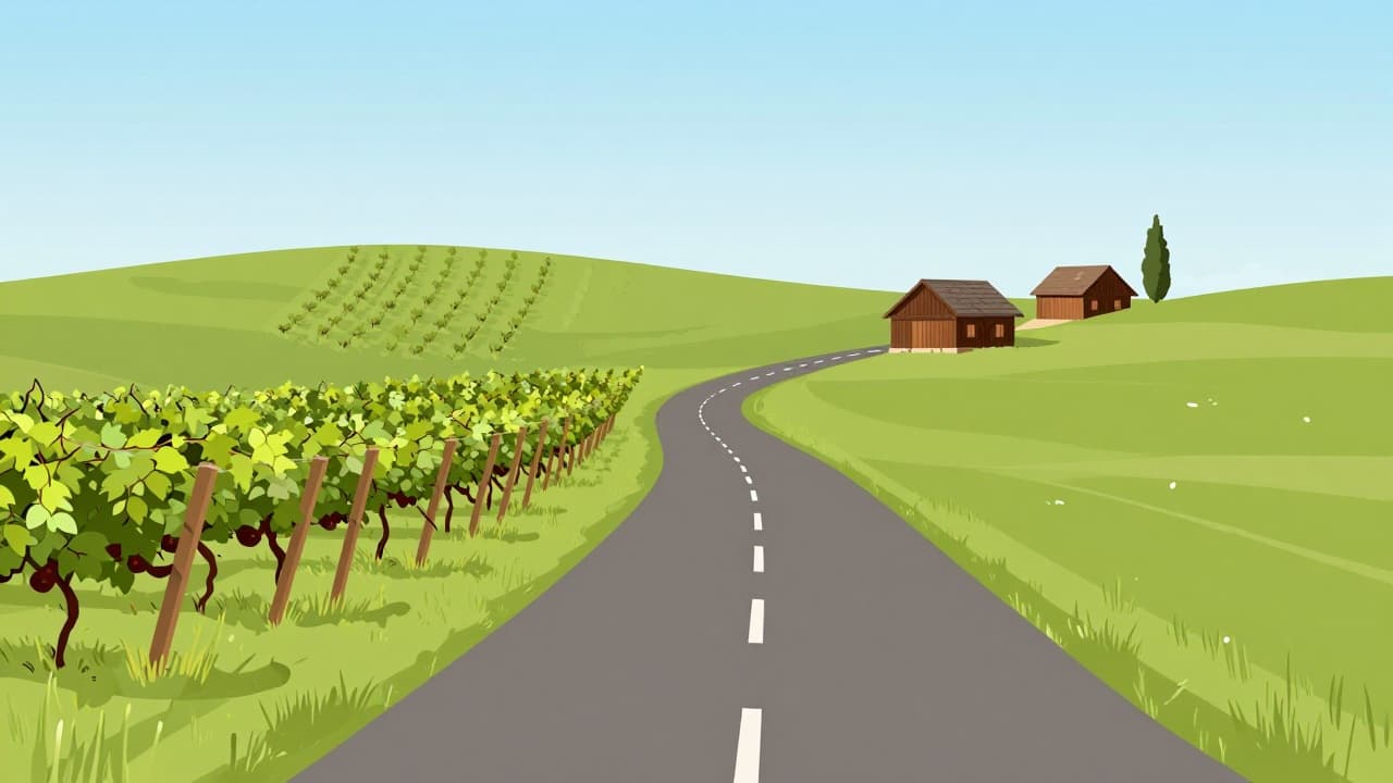 Modernizirana cesta kroz vinogradarski kraj (ilustracija)