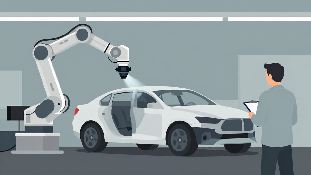 Kontrola kvalitete u automobilskoj industriji (ilustracija)